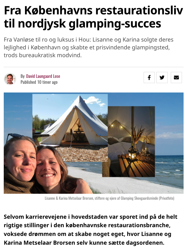 Glamping Succes. Skovgaardsminde. Hou Hals Nordjylland. Tursime.nu Glamping Skovgaardsminde.
