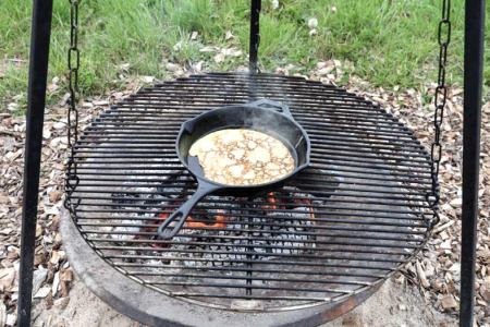Pancakes over a campfire